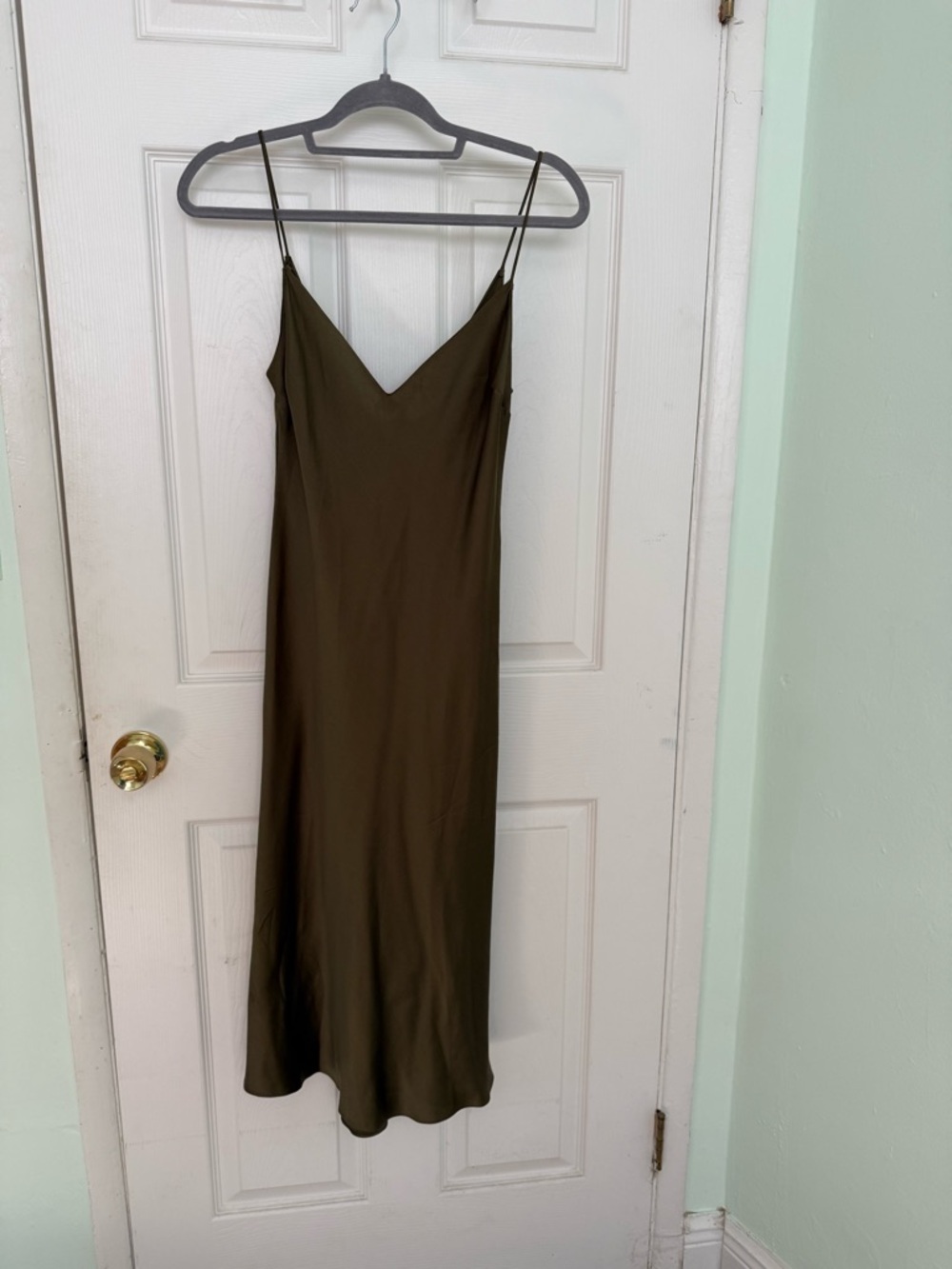 Dannijo Slip Dress Size S Green( Olive)  Midi 100% Silk Quiet Luxe  New W/O Tags